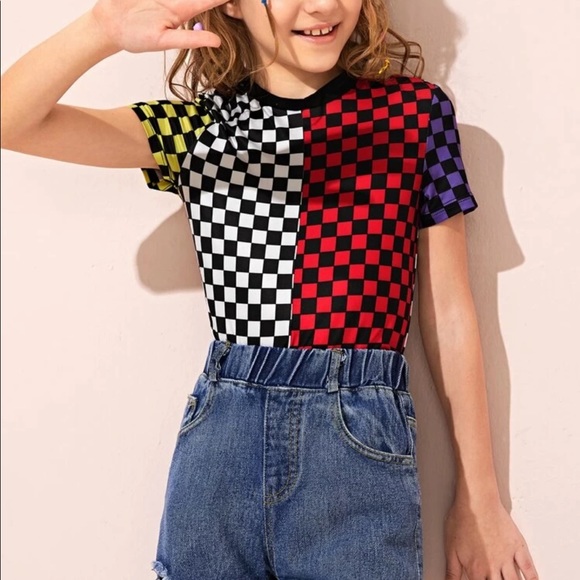 SHEIN Girls Color Block Tee Size 11-12Y - Picture 1 of 13